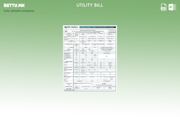 Модерен стил Индија PSPCL шаблон сметки за комунални услуги